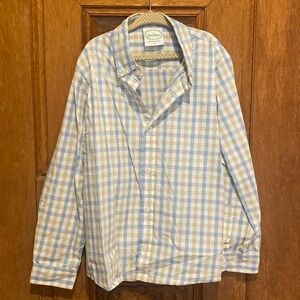 Grace & James button down dress shirt boys size 7 green blue white cotton plaid